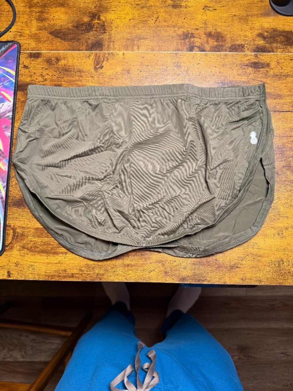 JJ Malibu: Cool-Dri 2-in-1 Shorts with Thong Lining- Olive